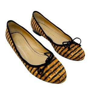 Charlotte Olympia Darcy Ballet Flats 35.5 5.5 Bamboo Print Shoes Brown Pattern